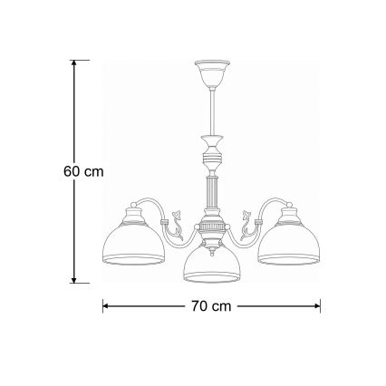 Brilagi - Hanglamp met stang TAURUS 3xE27/15W/230V Ø 70 cm brons