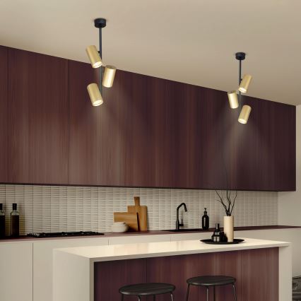 Brilagi - Hanglamp met vaste pendel SELE VERTICAL 3xGU10/30W/230V zwart/goud