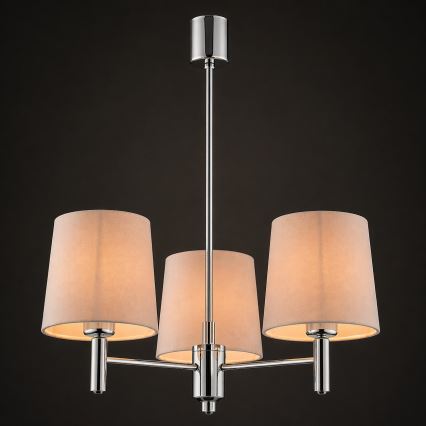 Brilagi - Hanglamp MONTE met staaf 3xE27/60W/230V beige/glanzend chroom