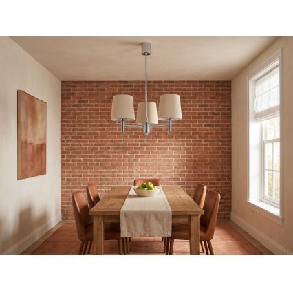 Brilagi - Hanglamp MONTE met staaf 3xE27/60W/230V beige/glanzend chroom