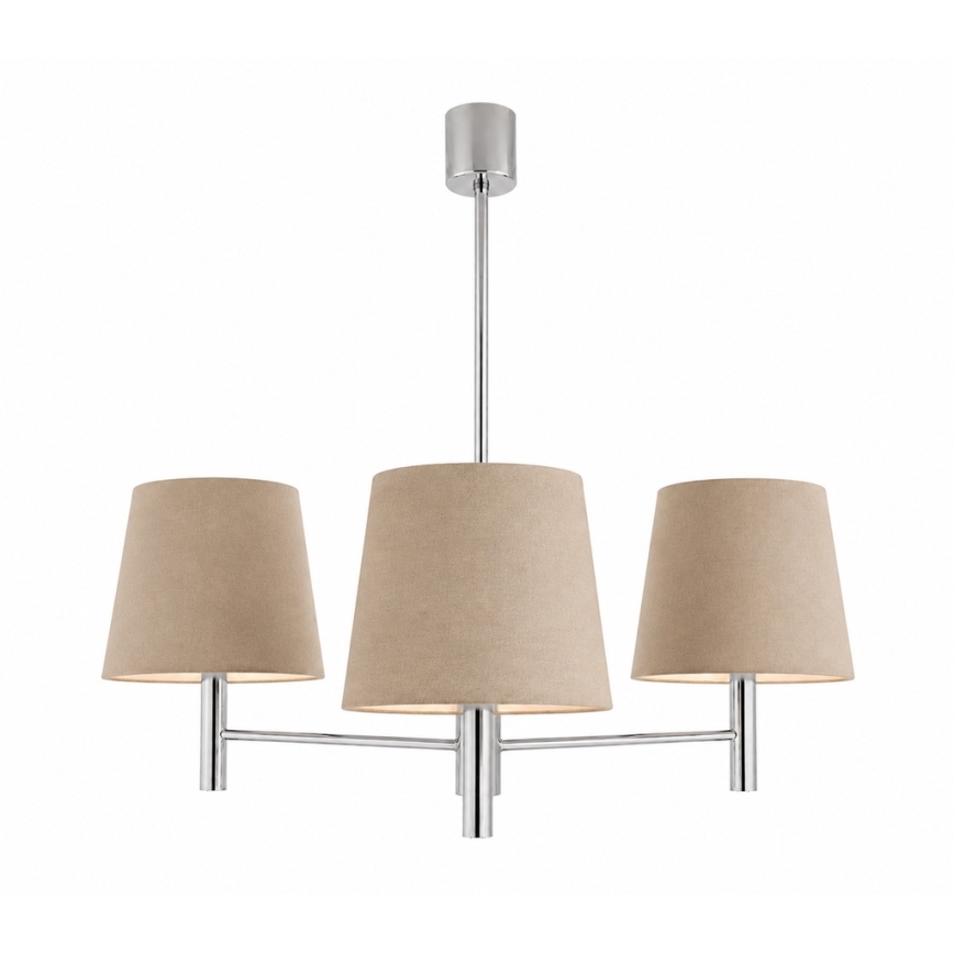 Brilagi - Hanglamp MONTE met staaf 3xE27/60W/230V beige/glanzend chroom