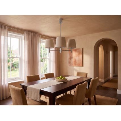 Brilagi - Hanglamp MONTE met staaf 3xE27/60W/230V beige/glanzend chroom