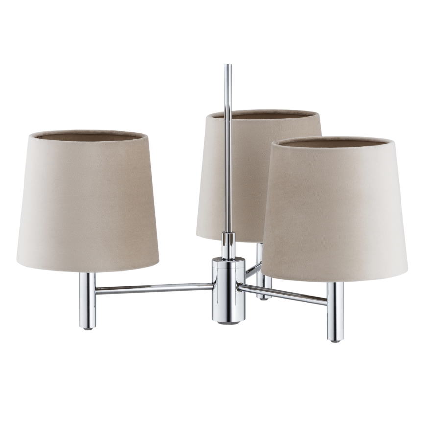 Brilagi - Hanglamp MONTE met staaf 3xE27/60W/230V beige/glanzend chroom