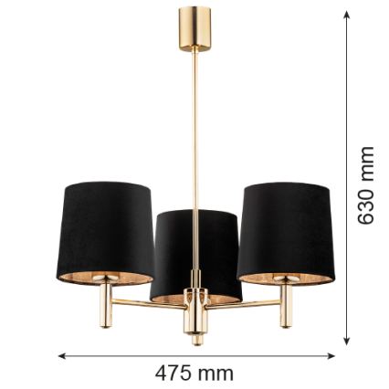 Brilagi - Hanglamp MONTE op stang 3xE27/15W/230V zwart/goud