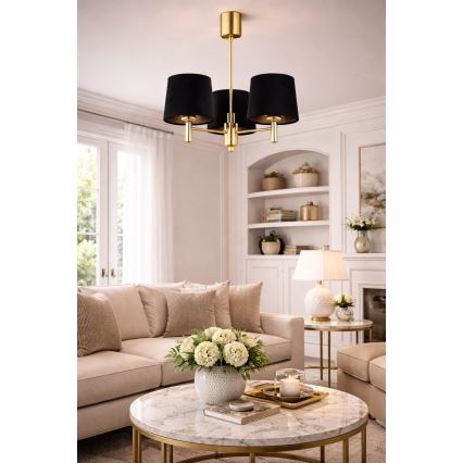 Brilagi - Hanglamp MONTE op stang 3xE27/60W/230V zwart/goud