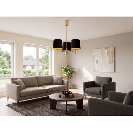 Brilagi - Hanglamp MONTE op stang 3xE27/60W/230V zwart/goud