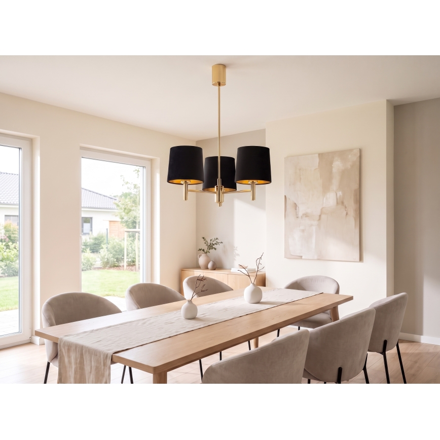 Brilagi - Hanglamp MONTE op stang 3xE27/60W/230V zwart/goud