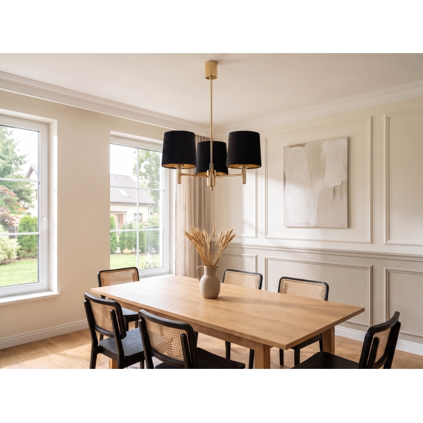 Brilagi - Hanglamp MONTE op stang 3xE27/60W/230V zwart/goud
