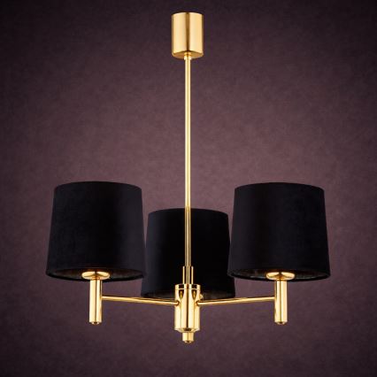 Brilagi - Hanglamp MONTE op stang 3xE27/60W/230V zwart/goud