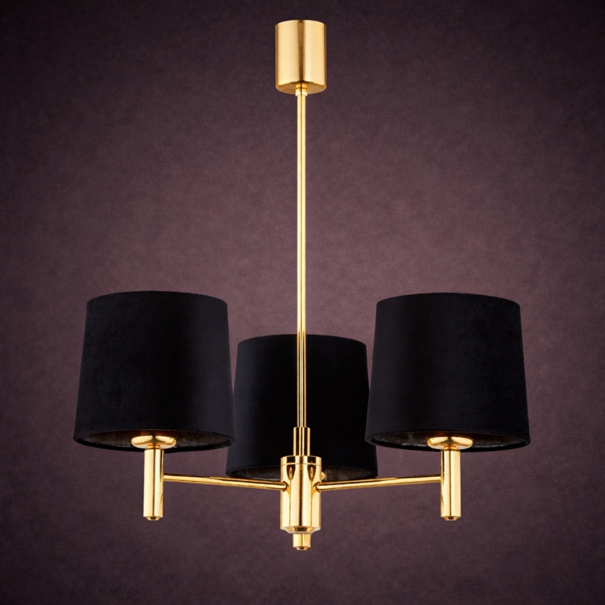 Brilagi - Hanglamp MONTE op stang 3xE27/60W/230V zwart/goud