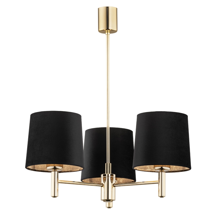 Brilagi - Hanglamp MONTE op stang 3xE27/60W/230V zwart/goud
