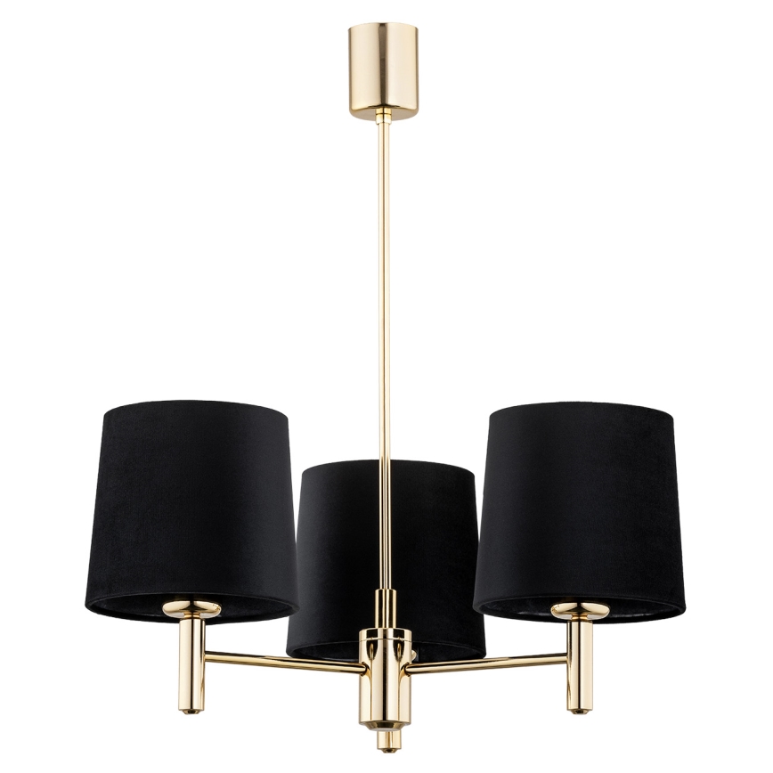 Brilagi - Hanglamp MONTE op stang 3xE27/60W/230V zwart/goud