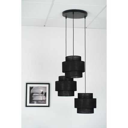 Brilagi - Hanglamp aan kabel SPACE YUTE 3xE27/15W/230V zwart