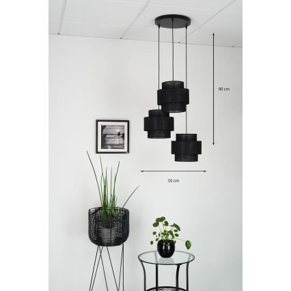 Brilagi - Hanglamp aan kabel SPACE YUTE 3xE27/15W/230V zwart