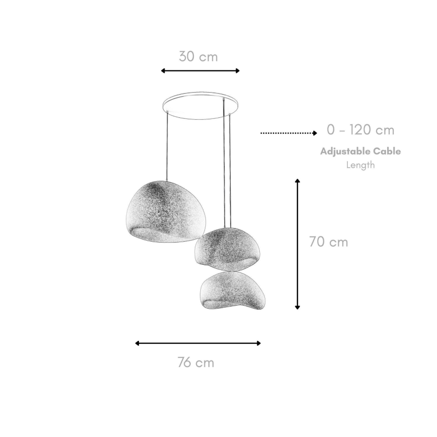 Brilagi - Hanglamp WABI SABI met kabel 3xE27/40W/230V Ø 76 cm wit