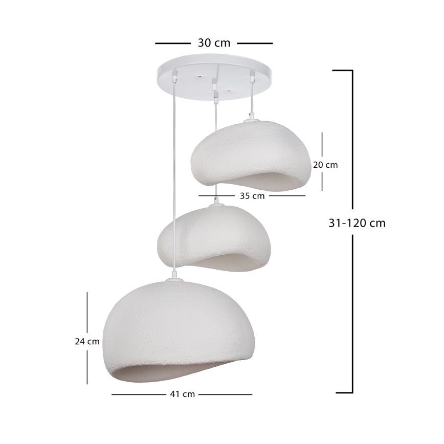 Brilagi - Hanglamp WABI SABI met kabel 3xE27/40W/230V Ø 76 cm wit