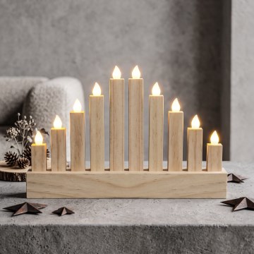 BRILAGI - houten LED-kerstkandelaar 10xLED/2xAA