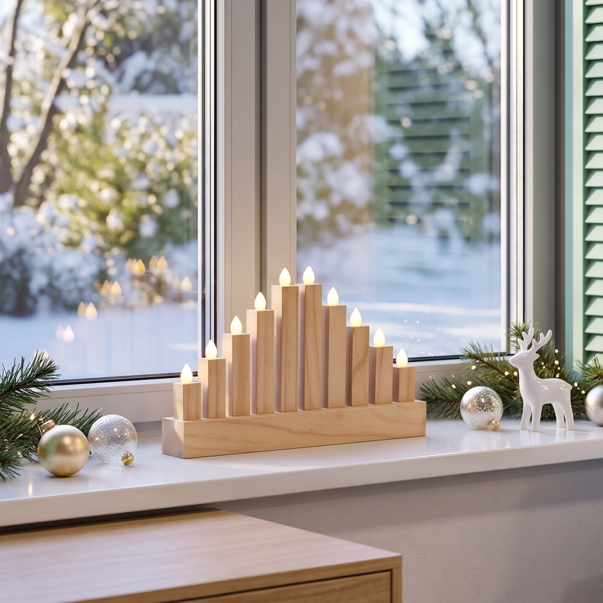 BRILAGI - houten LED-kerstkandelaar 10xLED/2xAA