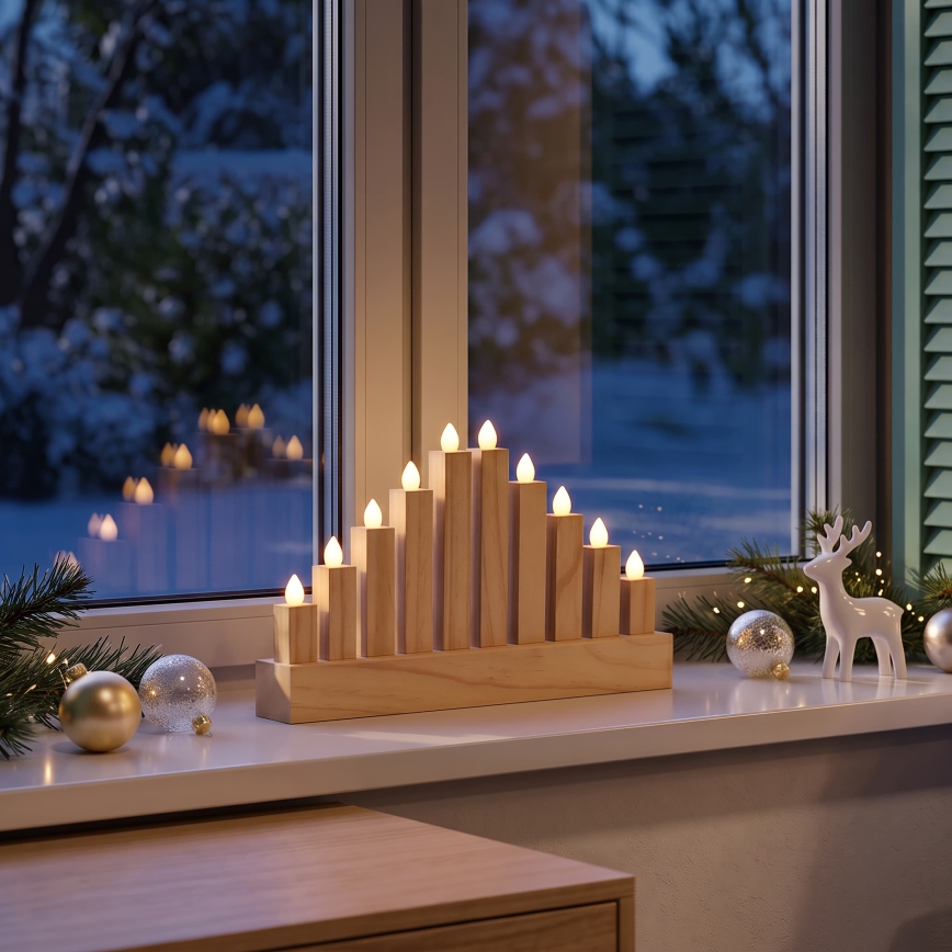 BRILAGI - houten LED-kerstkandelaar 10xLED/2xAA