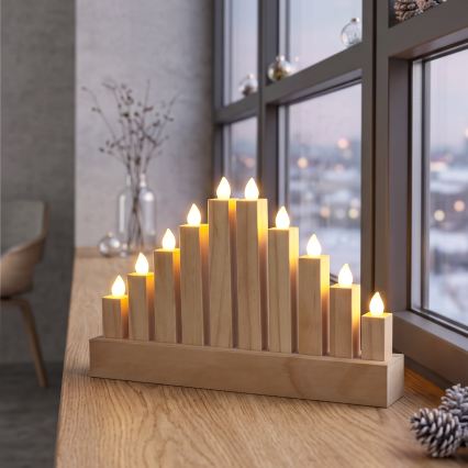 BRILAGI - houten LED-kerstkandelaar 10xLED/2xAA