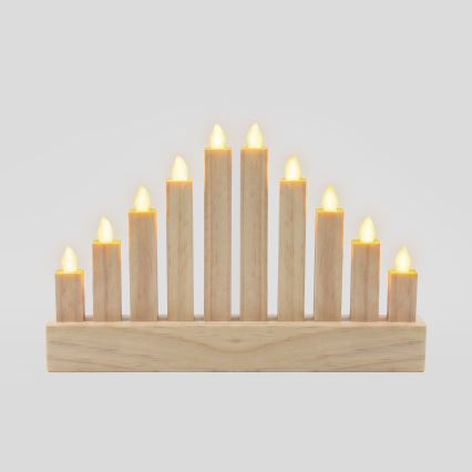 BRILAGI - houten LED-kerstkandelaar 10xLED/2xAA