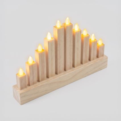 BRILAGI - houten LED-kerstkandelaar 10xLED/2xAA