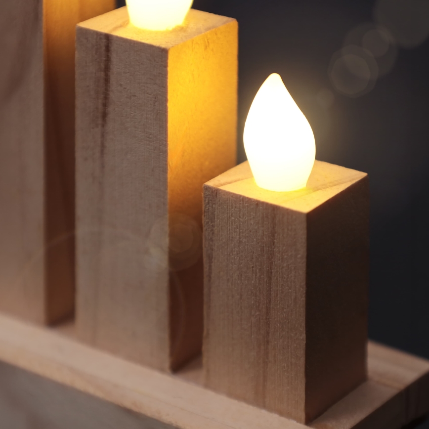 BRILAGI - houten LED-kerstkandelaar 10xLED/2xAA