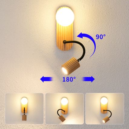 Brilagi - Houten wandlamp MODERN WOOD 1xG9/5W/230V + 1xGU10/8W