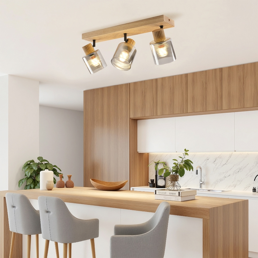 Brilagi - HYGGE spotlamp 3xE14/15W/230V hout/gerookt