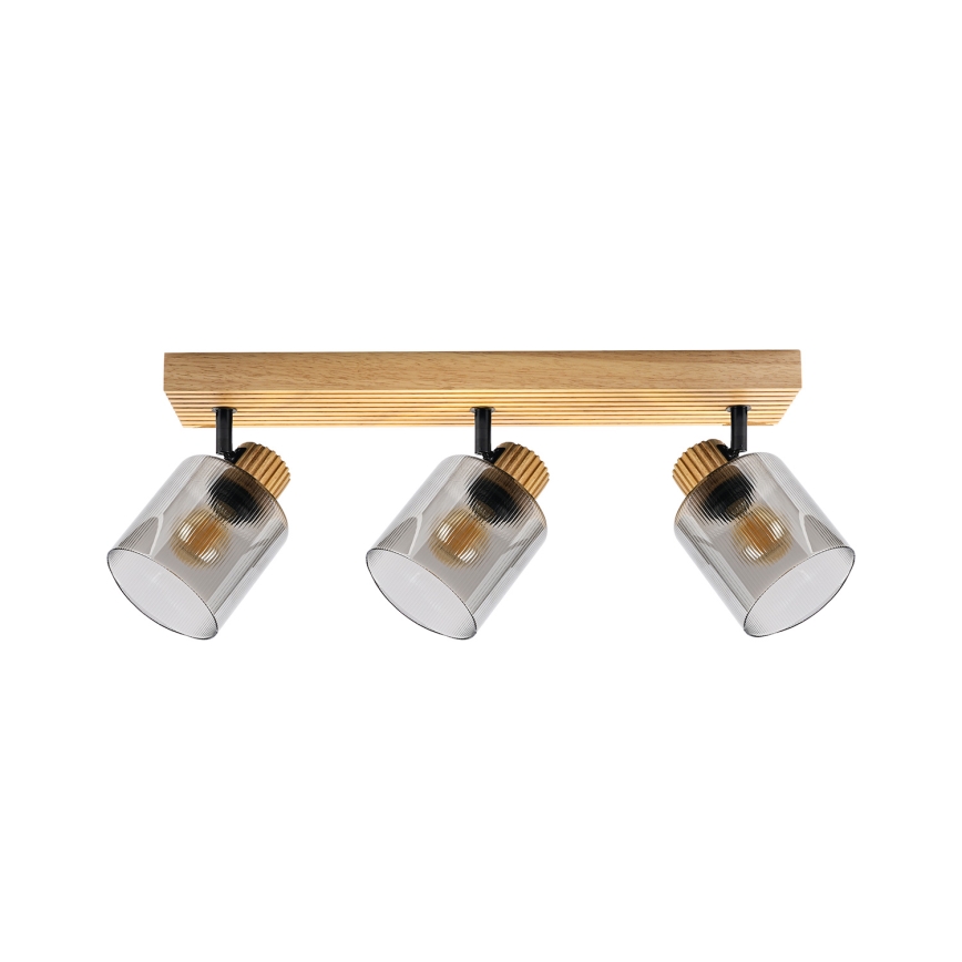 Brilagi - HYGGE spotlamp 3xE14/15W/230V rubberhout/gerookt glas