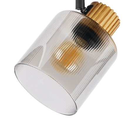 Brilagi - HYGGE spotlamp 3xE14/15W/230V rubberhout/gerookt glas