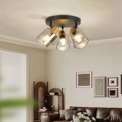 Brilagi - HYGGE spotlamp 3xE14/15W/230V zwart/rookglas