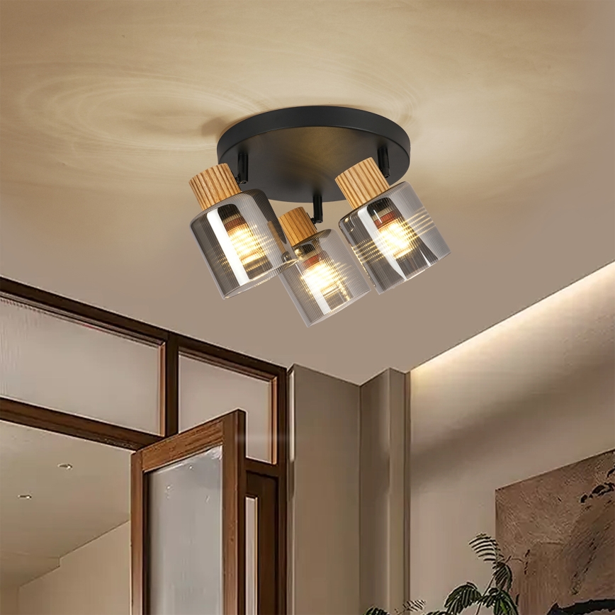 Brilagi - HYGGE spotlamp 3xE14/15W/230V zwart/rookglas