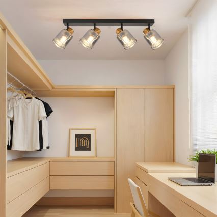 Brilagi - HYGGE spotlamp 4x E14/15W/230V zwart/rookglas