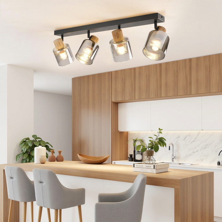 Brilagi - HYGGE spotlamp 4x E14/15W/230V zwart/rookglas