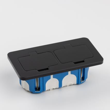 Brilagi - Inbouw dubbel stopcontact voor keuken INBOX IP55, zwart, rechthoekig