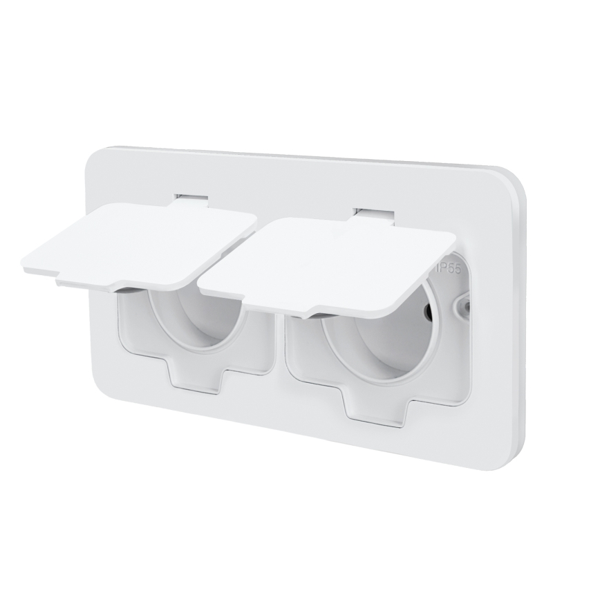 Brilagi - Inbouw dubbele keukenwandcontactdoos INBOX IP55 wit rechthoekig