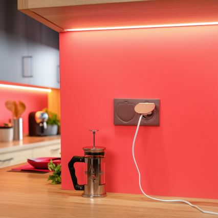 Brilagi - Inbouw dubbele wandcontactdoos voor keuken INBOX IP55, zilver, rechthoekig