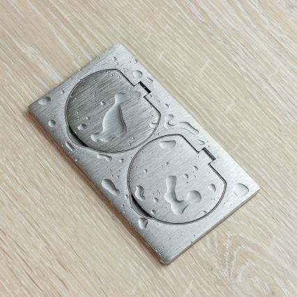 Brilagi - Inbouw dubbele wandcontactdoos voor keuken INBOX IP55, zilver, rechthoekig