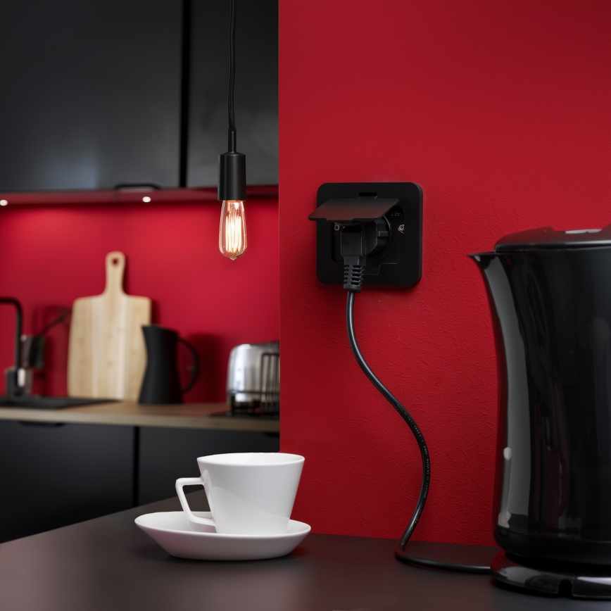 Brilagi - Inbouw vloercontactdoos voor buiten IP55, zwart, rechthoekig