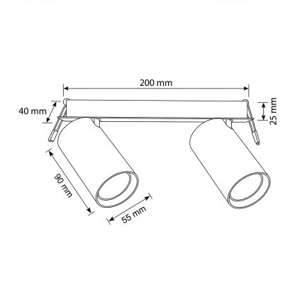 Brilagi - inbouwarmatuur SELE 2xGU10/30W/230V zwart