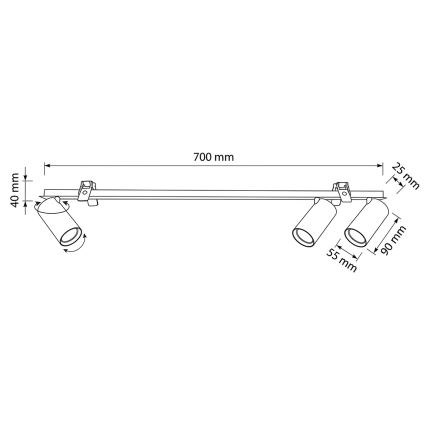 Brilagi - Inbouwspot SELE 3xGU10/30W/230V wit