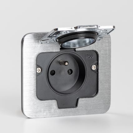 Brilagi - INBOX inbouwstopcontact voor keuken IP55, mat chroom, rechthoekig
