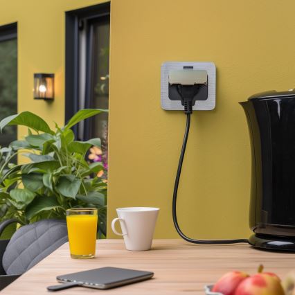 Brilagi - INBOX inbouwstopcontact voor keuken IP55, mat chroom, rechthoekig