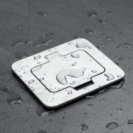 Brilagi - INBOX inbouwstopcontact voor keuken IP55, mat chroom, rechthoekig