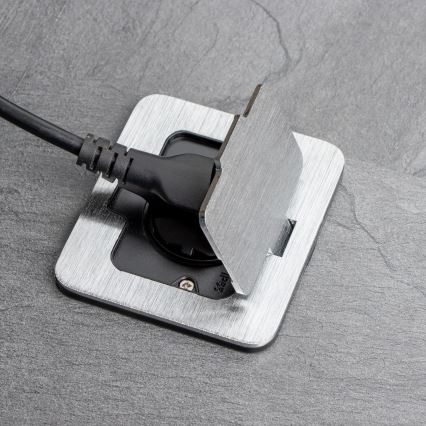Brilagi - INBOX inbouwstopcontact voor keuken IP55, mat chroom, rechthoekig