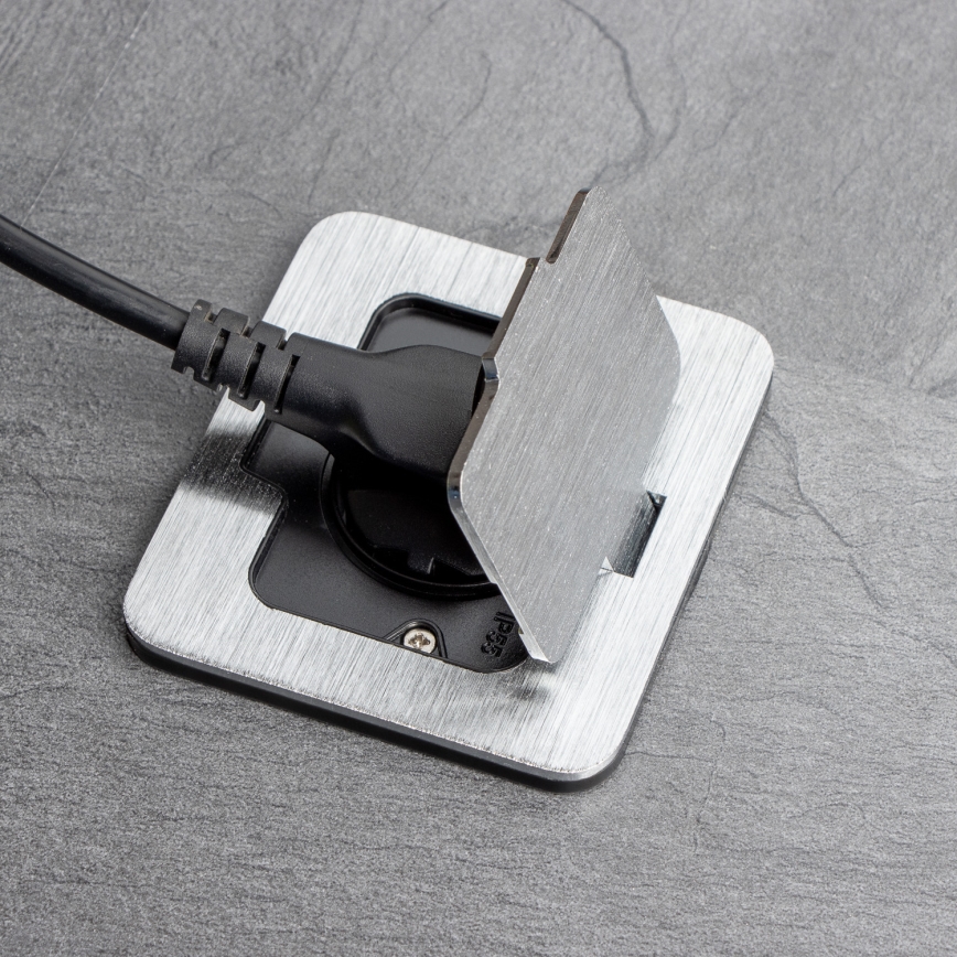Brilagi - INBOX inbouwstopcontact voor keuken IP55, mat chroom, rechthoekig