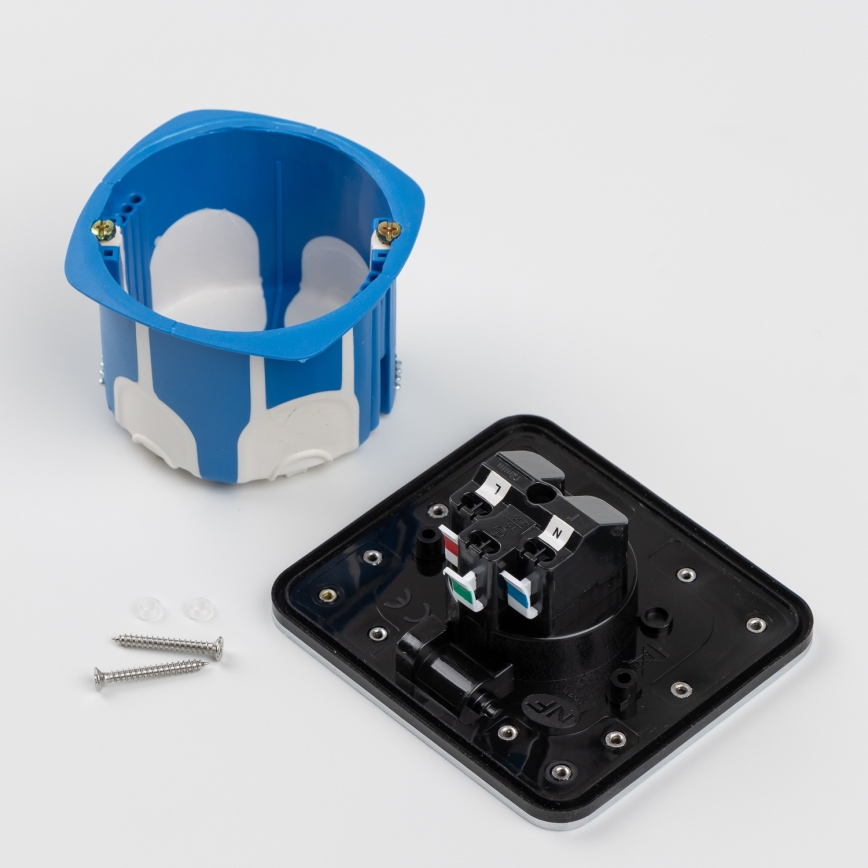 Brilagi - INBOX inbouwstopcontact voor keuken IP55, mat chroom, rechthoekig