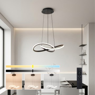 Brilagi - INFINITY dimbare LED-hanglamp aan staalkabel LED/55W/230V 3000-6000K 50x50 cm zwart + afstandsbediening
