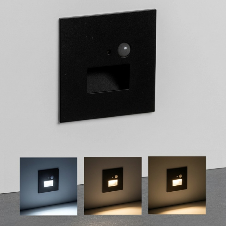 Brilagi - JACK LED trapverlichting met bewegings- en schemersensor LED/3W/230V 3000/4000/6500K IP65 zwart